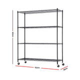 Artiss 4-Tier Kitchen Rack Shelf with Wheels Shelving 152x45x187CM Adjustable Metal Storage Shelves - Top-Down View