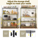 Artiss 4-Tier Kitchen Rack Shelf with Wheels Shelving 152x45x187CM Adjustable Metal Storage Shelves - Close-Up Angle