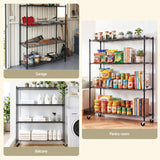 Artiss 4-Tier Kitchen Rack Shelf with Wheels Shelving 152x45x187CM Adjustable Metal Storage Shelves - Extra Image