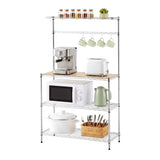 Artiss 4-Tier Metal Kitchen Rack Shelf Silver Storage Shelves Organizer Microwave Stand 90cmx151cm - Front View