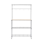 Artiss 4-Tier Metal Kitchen Rack Shelf Silver Storage Shelves Organizer Microwave Stand 90cmx151cm