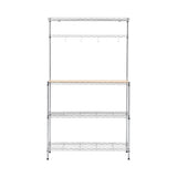Artiss 4-Tier Metal Kitchen Rack Shelf Silver Storage Shelves Organizer Microwave Stand 90cmx151cm - 45-Degree Angle