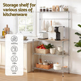 Artiss 4-Tier Metal Kitchen Rack Shelf Silver Storage Shelves Organizer Microwave Stand 90cmx151cm - Rear View