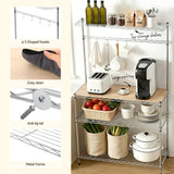 Artiss 4-Tier Metal Kitchen Rack Shelf Silver Storage Shelves Organizer Microwave Stand 90cmx151cm - Low Angle