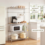 Artiss 4-Tier Metal Kitchen Rack Shelf Silver Storage Shelves Organizer Microwave Stand 90cmx151cm - Extra Image