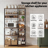 Artiss Kitchen Rack with Power Outlets Hooks 96CMX170CM Microwave Storage Shelf - 45-Degree Angle