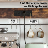 Artiss Kitchen Rack with Power Outlets Hooks 96CMX170CM Microwave Storage Shelf - Rear View