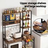 Artiss Kitchen Rack with Power Outlets Hooks 96CMX170CM Microwave Storage Shelf - Close-Up Angle