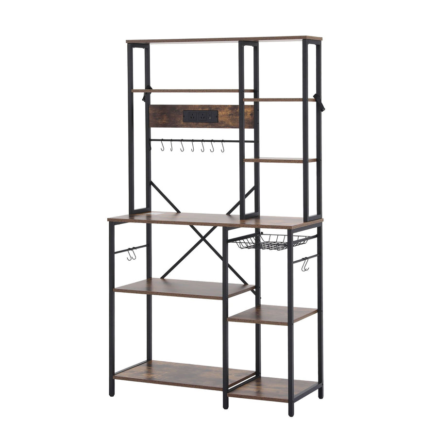 Artiss Kitchen Rack with Power Outlets Hooks 96CMX170CM Microwave Storage Shelf