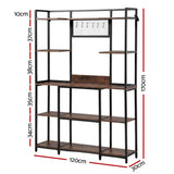 Artiss Kitchen Rack with 6 Hooks Microwave Storage Shelf 120cm x 170cm - Side View