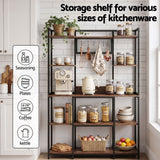Artiss Kitchen Rack with 6 Hooks Microwave Storage Shelf 120cm x 170cm - 45-Degree Angle
