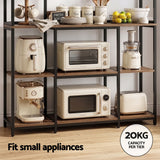 Artiss Kitchen Rack with 6 Hooks Microwave Storage Shelf 120cm x 170cm - Rear View