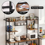 Artiss Kitchen Rack with 6 Hooks Microwave Storage Shelf 120cm x 170cm - Close-Up Angle
