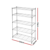 Artiss 5-Tier Kitchen Rack Shelf Shelving 120x45x179CM Adjustable Metal Storage Shelves - Side View