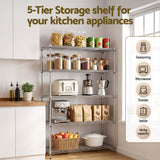 Artiss 5-Tier Kitchen Rack Shelf Shelving 120x45x179CM Adjustable Metal Storage Shelves - 45-Degree Angle