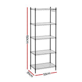 Artiss 5-Tier Kitchen Rack Shelf Shelving Unit 55x30x150CM Adjustable Metal Storage Shelves Black - Top-Down View