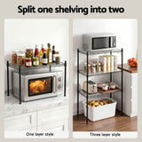 Artiss 5-Tier Kitchen Rack Shelf Shelving Unit 55x30x150CM Adjustable Metal Storage Shelves Black - Low Angle