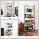 Artiss 5-Tier Kitchen Rack Shelf Shelving Unit 55x30x150CM Adjustable Metal Storage Shelves Black - Extra Image