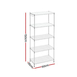 Artiss 5-Tier Kitchen Rack Shelf Shelving Unit 60x35x150CM Adjustable Metal Storage Shelves Silver - Top-Down View