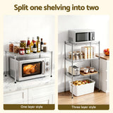 Artiss 5-Tier Kitchen Rack Shelf Shelving Unit 60x35x150CM Adjustable Metal Storage Shelves Silver - Low Angle