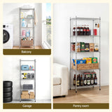 Artiss 5-Tier Kitchen Rack Shelf Shelving Unit 60x35x150CM Adjustable Metal Storage Shelves Silver - Extra Image