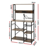 Artiss 5-Tier Kitchen Rack with Power Outlets 90CMX153CM Microwave Storage Shelf - Side View