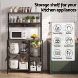 Artiss 5-Tier Kitchen Rack with Power Outlets 90CMX153CM Microwave Storage Shelf - 45-Degree Angle