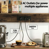 Artiss 5-Tier Kitchen Rack with Power Outlets 90CMX153CM Microwave Storage Shelf - Rear View