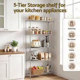 Artiss 5-Tier Kitchen Rack Shelf Shelving 90x35x182CM Adjustable Metal Storage Shelves - 45-Degree Angle