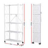 Artiss 5-Tier Foldable Kitchen Bakers Rack 71x160cm Microwave Stand White - Side View