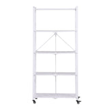 Artiss 5-Tier Foldable Kitchen Bakers Rack 71x160cm Microwave Stand White - Top-Down View