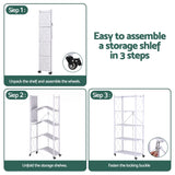 Artiss 5-Tier Foldable Kitchen Bakers Rack 71x160cm Microwave Stand White - Rear View