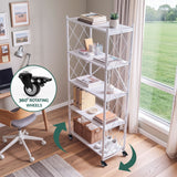 Artiss 5-Tier Foldable Kitchen Bakers Rack 71x160cm Microwave Stand White - Low Angle