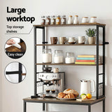 Artiss 6-Tier Kitchen Rack with 6 Hooks Microwave Storage Shelf 80cm x 167cm - Close-Up Angle