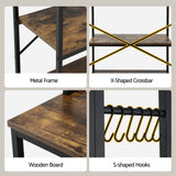 Artiss 6-Tier Kitchen Rack with 6 Hooks Microwave Storage Shelf 80cm x 167cm - Low Angle
