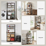Artiss 6-Tier Kitchen Rack with 6 Hooks Microwave Storage Shelf 80cm x 167cm - Extra Image