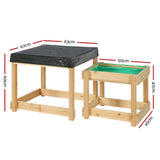 Keezi Kids Outdoor Play Set: Wooden Sandpit and Water Table Combo - 101cm - Front View