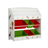 Keezi 3 Tiers Kids Bookshelf Storage Children Bookcase Toy Box Organiser Rack 6 Bins - Side View