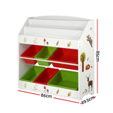 Keezi 3 Tiers Kids Bookshelf Storage Children Bookcase Toy Box Organiser Rack 6 Bins - Top-Down View