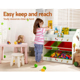 Keezi 3 Tiers Kids Bookshelf Storage Children Bookcase Toy Box Organiser Rack 6 Bins - Rear View