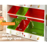 Keezi 3 Tiers Kids Bookshelf Storage Children Bookcase Toy Box Organiser Rack 6 Bins - Close-Up Angle