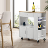 Oikiture Kitchen Island Trolley Rolling Serving Cart - Rear View