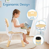Keezi Kids Table and 2 Chairs Set Height Adjustable Toddler Desk and Chair Set for Ages 3-8, Activity Table with Graffiti Desktop for Learning Drawing Playing, Yellow - Rear View