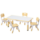 Keezi Kids Table and 4 Chairs Set Height Adjustable Toddler Desk and Chair Set for Ages 3-8, Children Activity Table with Graffiti Desktop for