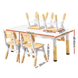 Keezi Kids Table and 4 Chairs Set Height Adjustable Toddler Desk and Chair Set for Ages 3-8, Children Activity Table with Graffiti Desktop for - Front View