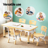 Keezi Kids Table and 4 Chairs Set Height Adjustable Toddler Desk and Chair Set for Ages 3-8, Children Activity Table with Graffiti Desktop for - Top-Down View