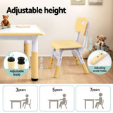 Keezi Kids Table and 4 Chairs Set Height Adjustable Toddler Desk and Chair Set for Ages 3-8, Children Activity Table with Graffiti Desktop for
