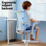 Keezi Kids Ergonomic Study Chair Adjustable w/ Wheels Footrest Blue - 45-Degree Angle