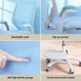 Keezi Kids Ergonomic Study Chair Adjustable w/ Wheels Footrest Blue - Rear View
