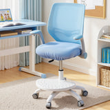 Keezi Kids Ergonomic Study Chair Adjustable w/ Wheels Footrest Blue - Close-Up Angle